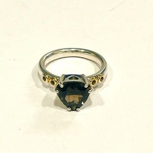 (sold) Authentic Pandora close to my heart smokey quartz & 14K ring size 8